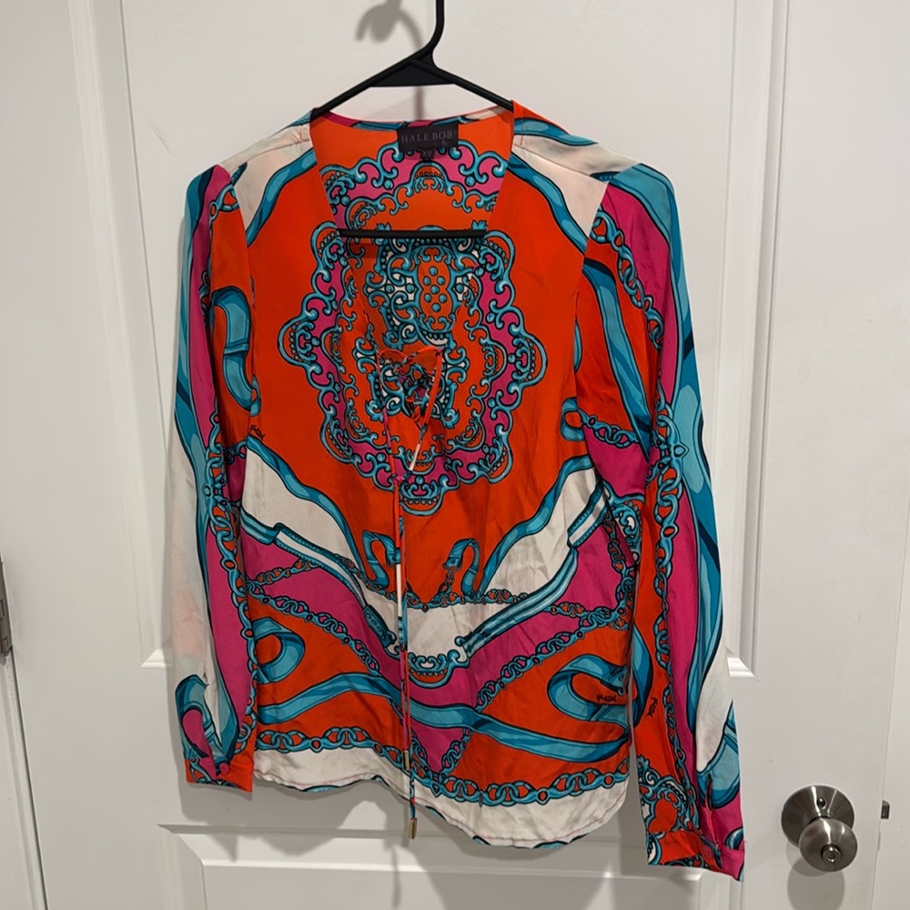 NWOT Hale Bob XS 100% silk orange blue white pink black